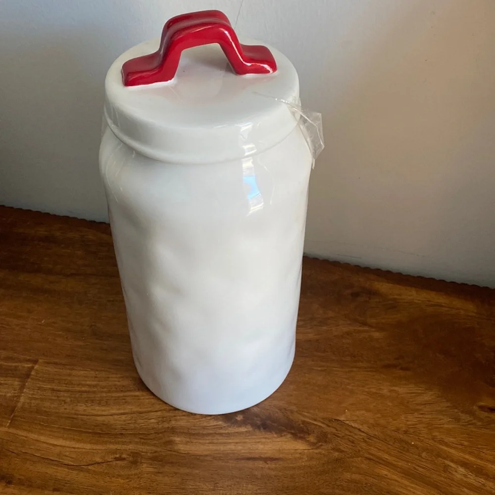 New Rae Dunn Merry Christmas Ceramic Canister Jar White Red LL